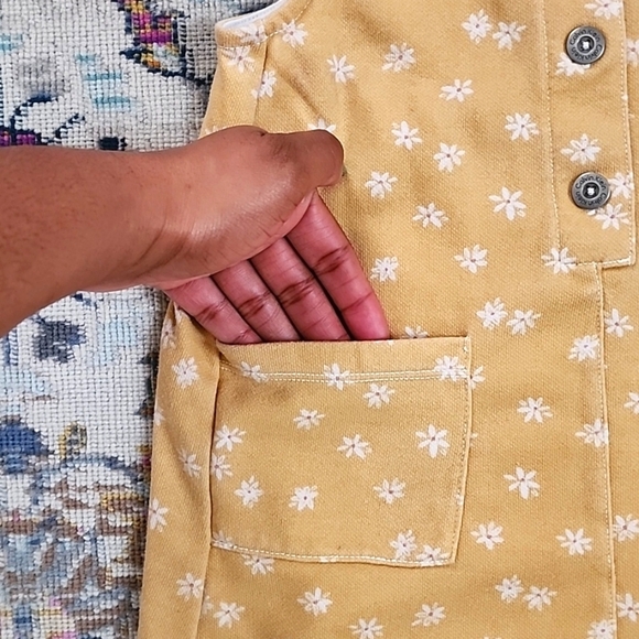 Calvin Klein Jeans Girl's Yellow Floral Ruffle Cap Sleeve Sun Dress, sz 5 - Picture 5 of 6